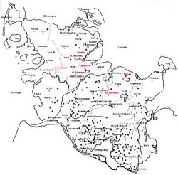 Lage der Messstellen in den miozänen Braunkohlesanden